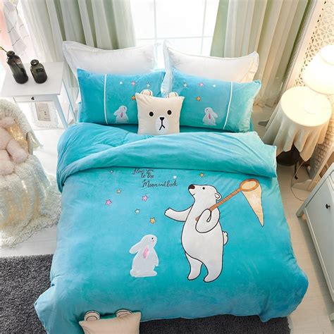 This collection features kid sets with quality craftsmanship and materials they'll love forever. Winter cartoon Bedding Set Fleece fabric Duvet Cover Sets ...