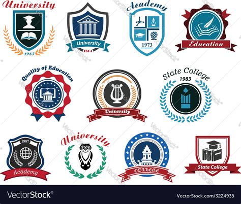 University Academy And College Emblems Or Logos Vector Image