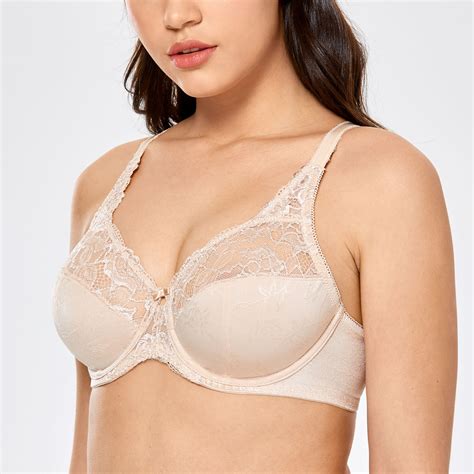 Delimira Women S Full Coverage Bra Underwire Non Padded Lace Sheer
