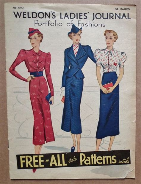 Weldons Ladies Journal Portfolio Of Fashions No 693 1937 30s Sewing
