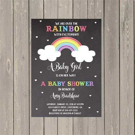 Rainbow Baby Shower Invitation Rainbow Chalkboard Shower Invitations