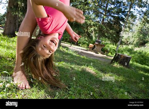 Girl Doing A Flip Stock Photo Alamy