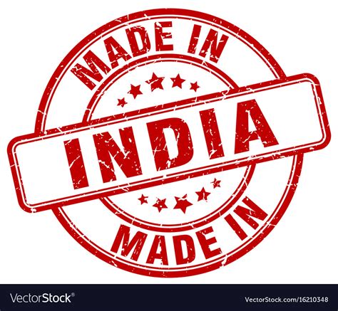 Made In India Red Grunge Round Stamp Royalty Free Vector
