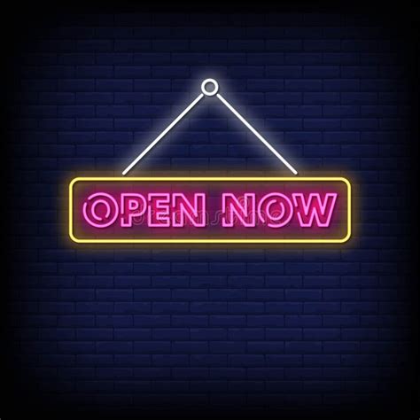 Now Open Neon Signs Style Text Vector Stock Vector Illustration Of