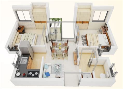 2 Bhk Flat Floor Plan