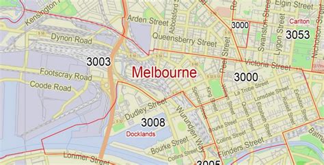 Melbourne Map Pdf Vector Australia Exact City Plan All Zipcodes Areas