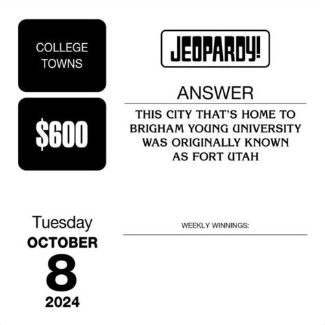 Jeopardy Calendar 2024 Questions And Answers Imogen Damaris