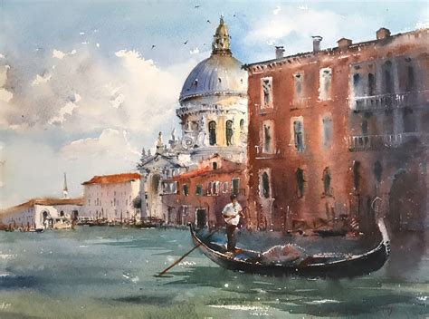 Canal Grande Venice Italy Original Painting Watercolor Artwork Wall Decor Living Room Art