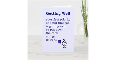 Getting Well A Funny Get Well Poem Card Zazzleca