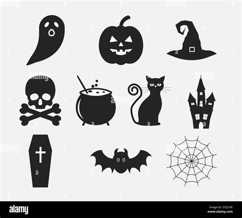 Halloween Icon Set Vector Illustration Flat Design Stock Vector Image