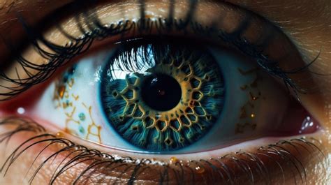 Premium AI Image A Close Up Of A Womans Eye With Blue Iris Ai
