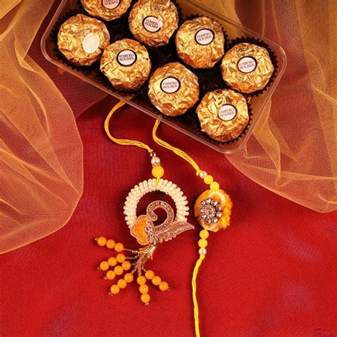 Send Amber Bhaiya N Bhabhi Rakhi With Ferrero Online Rakhibazaar Com