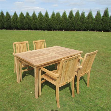 Teak Rectangular Table And 4 Chairs Set Woodberry