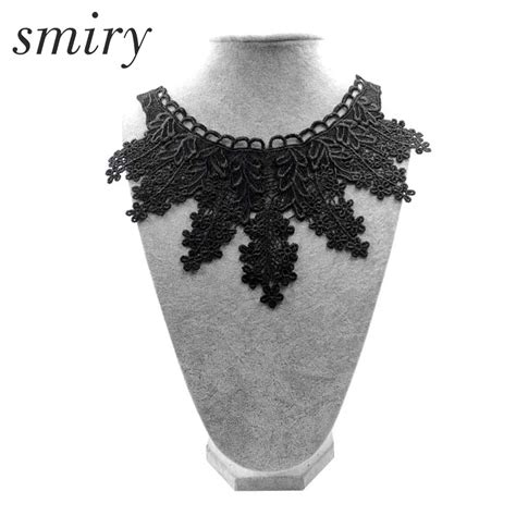 smiry 1pc diy handmade lace collar flower embroidery lace neckline decoration for wedding bridal