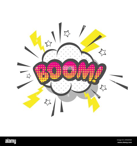 Boom Comic Cartoon Lettering Pop Art Style Boom Explosion Vector