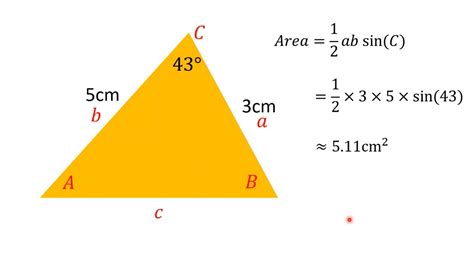 Finding The Area Of A Triangle Using Sine Youtube