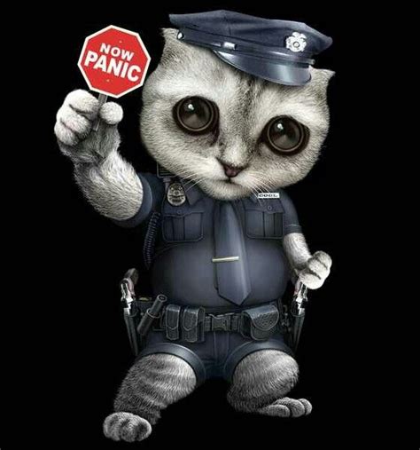 A Cat Dressed As A Police Officer Holding A Stop Sign