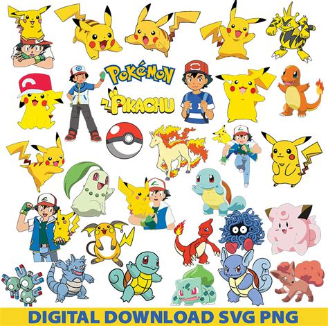Pokemon SVG,Pikachu svg,Pokemon SVG Bundle,Pokemon png,Pokemon