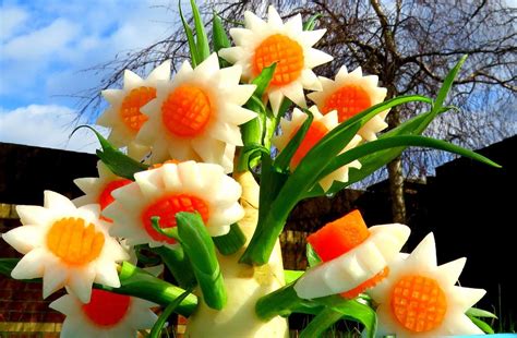 Sonnenblumen Mal Anders Creative Food Art Fruit Art Fruit