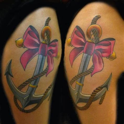 Anchor And Bow Tattoos For Women