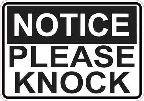 5in X 35in Notice Please Knock Sticker Vinyl Door Signs Business Sign