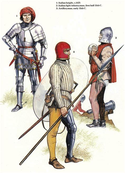 Italian Soldiers Early Mid 15th Century Warriors Illustration