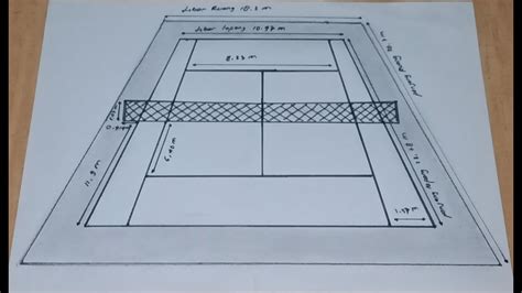 Cara Menggambar Lapangan Tenis Mudah Lapangan Tenis Dengan Ukurannya Youtube