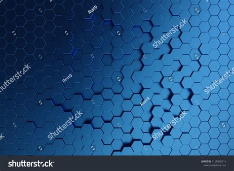 3d Illustration Abstract Dark Blue Of Futuristic Surface Hexagon