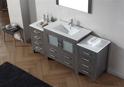 Shop 72 single sink vanity from pottery barn. Virtu USA 72 Inch Dior Bathroom Vanity Zebra Grey with ...