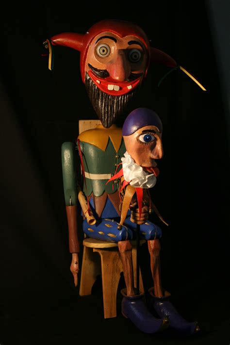 Kaspar The Jester A Hand Carved Original Wood Marionette Seated On A Weaving Chair About