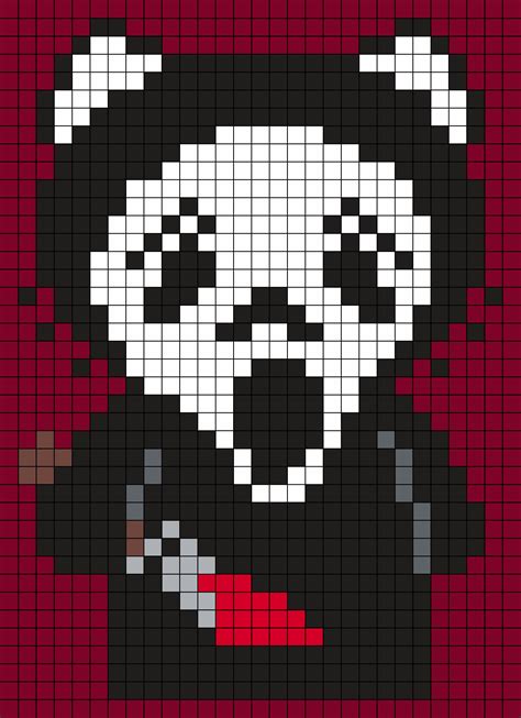Ghostface From Scream Hello Kitty Sq Perler Bead Pattern Bead