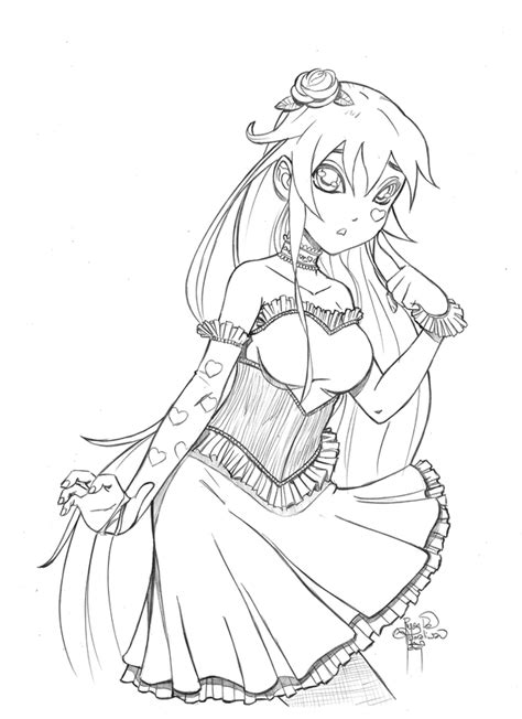 Gothic Anime Girl Coloring Pages Sketch Coloring Page