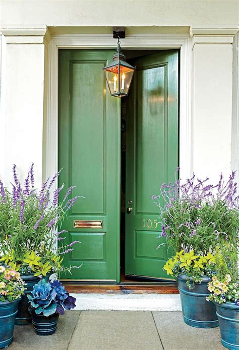30 Astonishingly Gorgeous Front Door Paint Colors Green Front Doors
