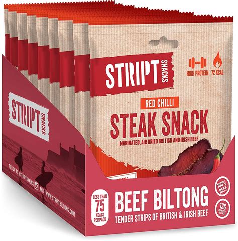 Stript Snacks Beef Biltong Red Chilli 10x25g India Ubuy