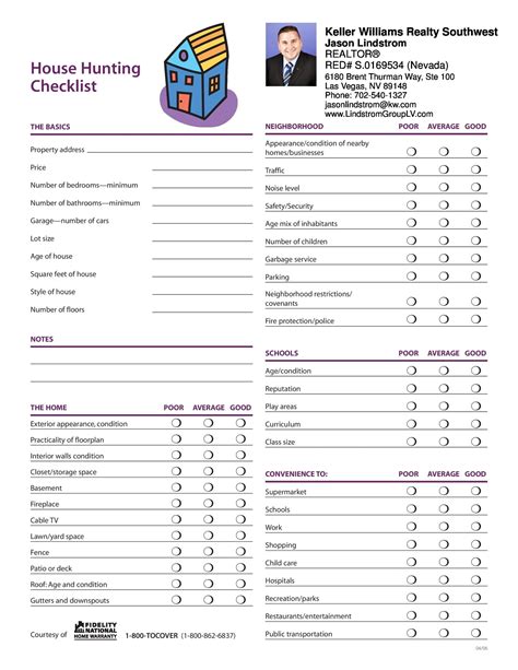 Printable House Hunting Checklist Template Free Printable