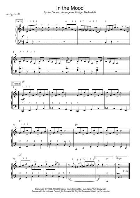In The Mood Glenn Miller Easy Piano Score Music Sheet Download Sheetmusicku Com