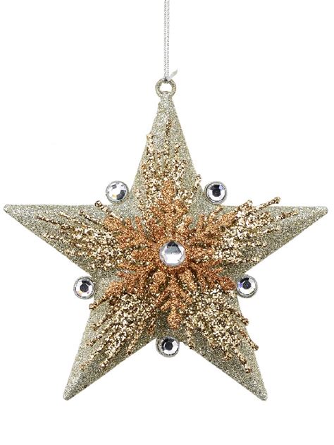 Silver Star With Snowflakes Christmas Tree Hanging Decoration 13cm