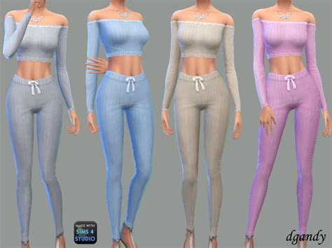 The Sims Resource Ribbed Knit Lounge Set