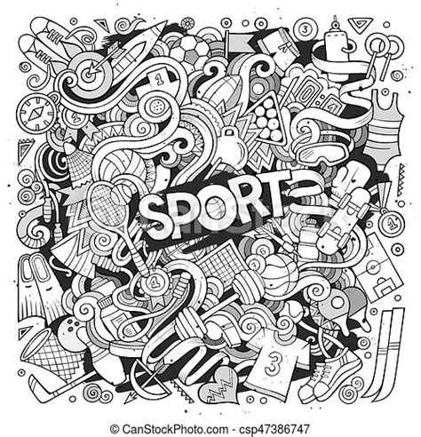 Cartoon Cute Doodles Hand Drawn Sport Illustration Line Art Detailed
