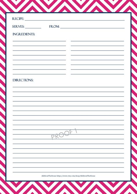 Printable Free Full Page Recipe Templates For Word Free Templates