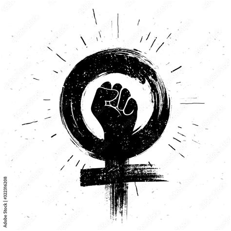 Vector Illustration Women Resist Symbol Raised Fist Icon Female