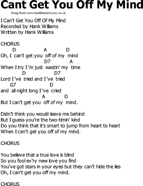 Old Country Song Lyrics With Chords Cant Get You Off My Mind