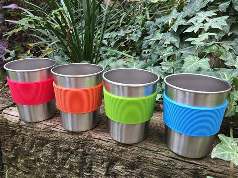 Stainless Steel Cups For Kids And Toddlers 8 Oz With Silicone Sleeves