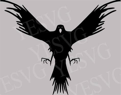 Raven Svg Black Bird Svg File Crow Clipart Svg Flying Raven Svg Cut
