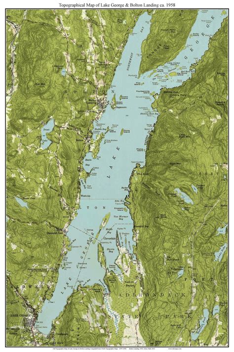 Lake George And Bolton Landing 1958 Usgs Old Topographic Map Etsy
