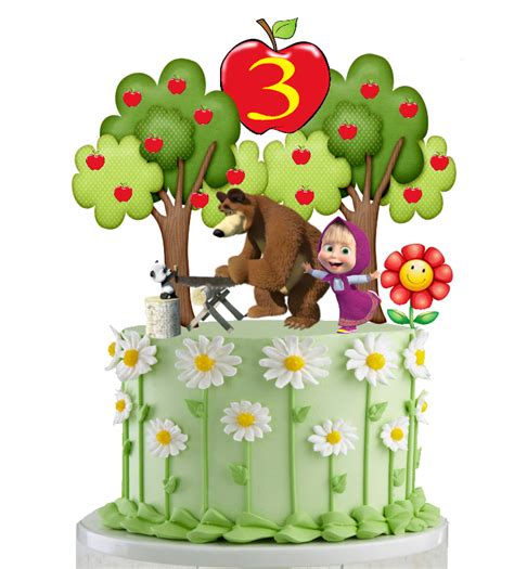 Masha And Bear Cake Topper Happy Birthday Card Cake Decoration Ebay