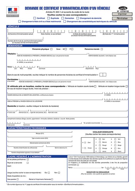formulaire pour demande carte grise télécharger formulaire cerfa
