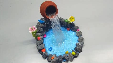 How To Make Waterfall From Hot Glue Gun And Small Pot Showpiece For