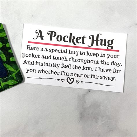 Pocket Hug With Poem Card Green And Blue Batik Fabric Fabric Cards
