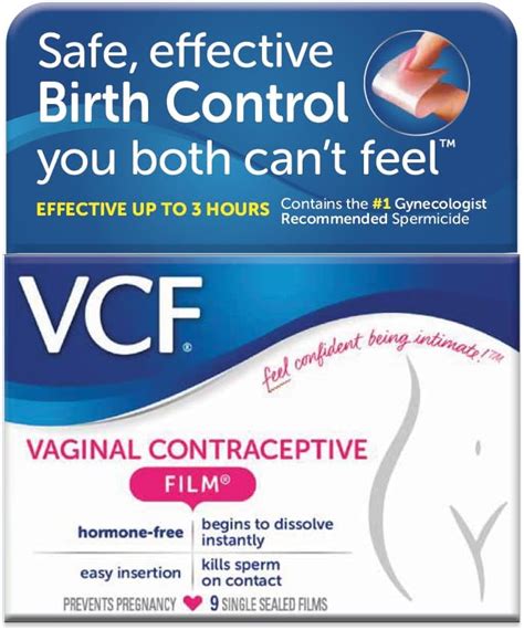 Vcf Vaginal Contraceptive Film With Spermicide 1 Box Of 9 Prevents Pregnancy